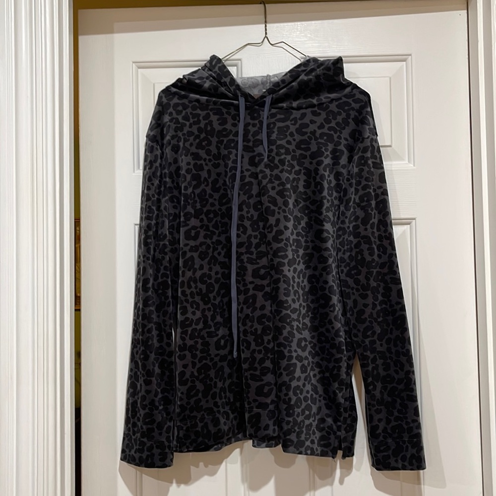 Animal print velour hoodie